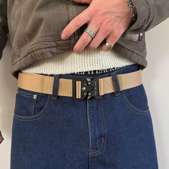 Tan and Cream Tactical Nylon Belt – Utility Military Style, Unisex, New - Picture 3 of 7